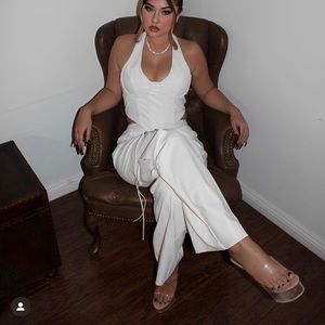 white faux leather set